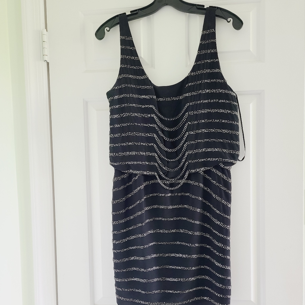INC International Concepts black silk party dress with silver beading